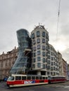 Prague, Czech Republic - Nov 02, 2018 Dancing House or Fred and Ginger. Modern architecture building on the RaÃÂ¡ÃÂ­novo nÃÂ¡bÃâ¢e